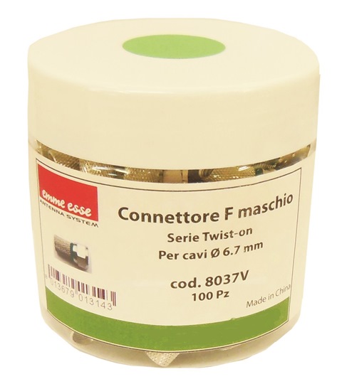 Connettore F maschio Twist on - O-Ring Verde